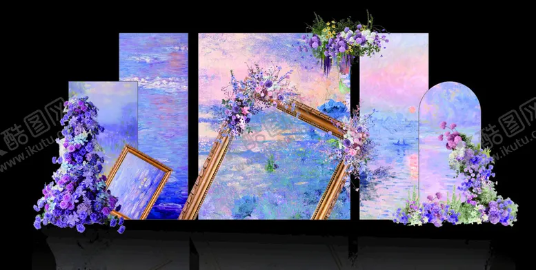 编号：98192512182126367137【酷图网】源文件下载-晕染紫色婚礼舞台背景