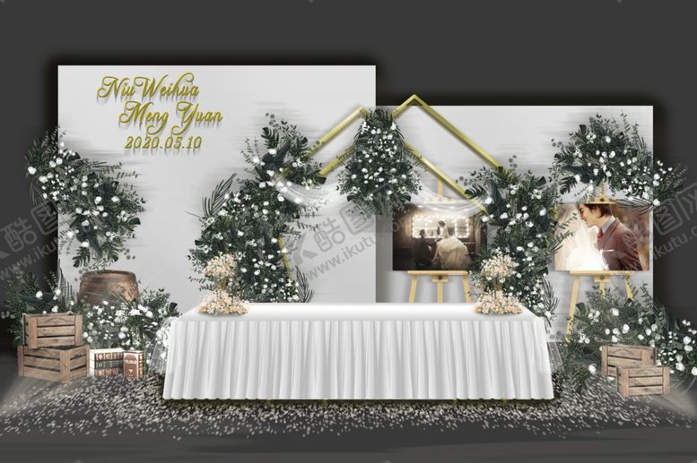 编号：55252410130727306012【酷图网】源文件下载-白绿色婚礼迎宾去