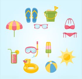 夏日元素度假图案清凉玩具冷饮