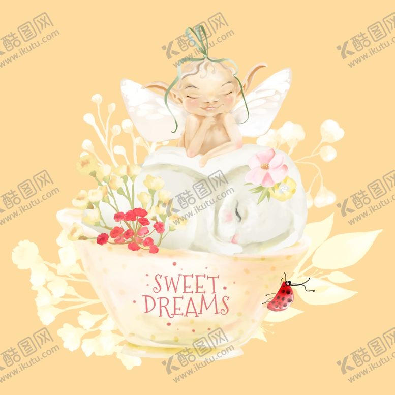 编号：73055810161301567533【酷图网】源文件下载-婴儿兔子剪贴画甜蜜的梦