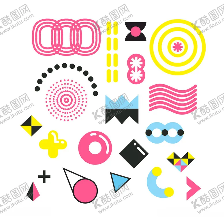编号：25423802270927537193【酷图网】源文件下载-潮流孟菲斯抽象图案元素