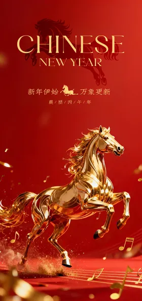 金骏马贺中国新年创意海报设计