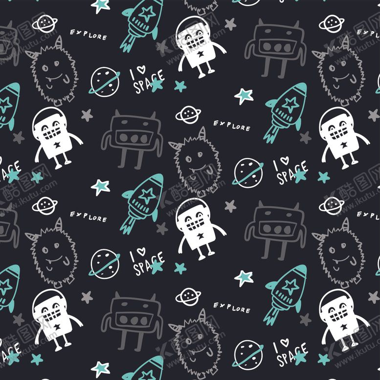 编号：20761709192223363794【酷图网】源文件下载-卡通印花图案