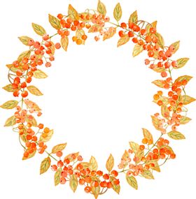 水彩花圈花环图案