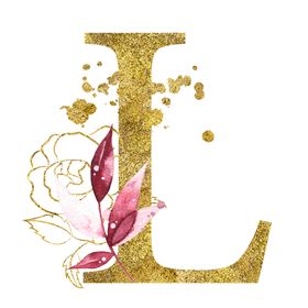 手绘水彩花卉英文字母logo