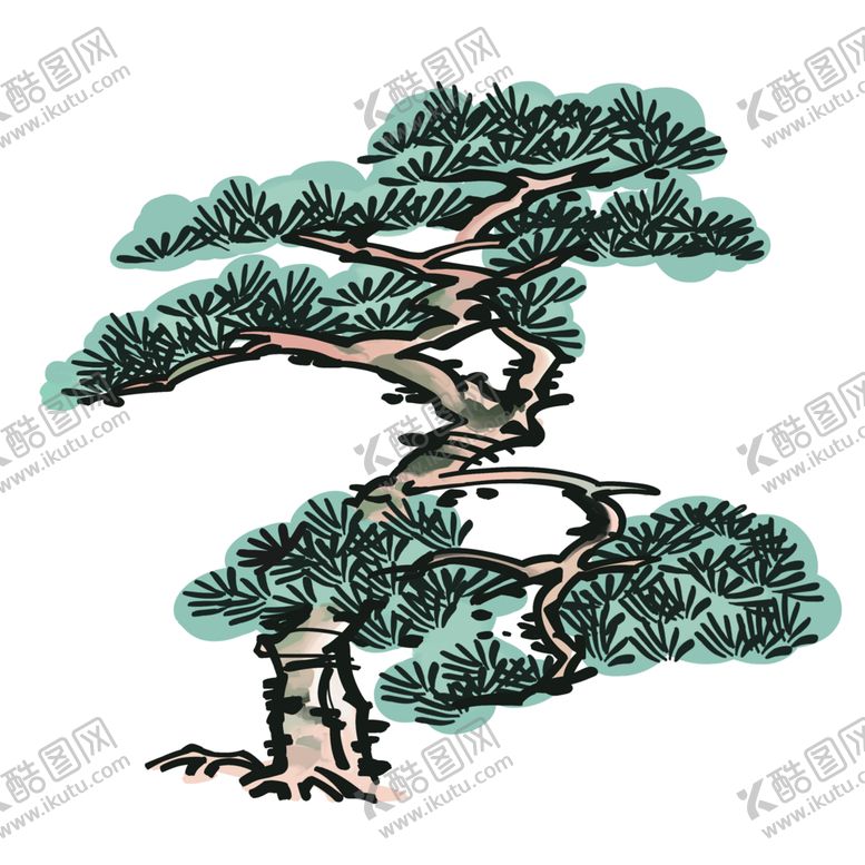 编号：95593610112020416332【酷图网】源文件下载-水墨松树