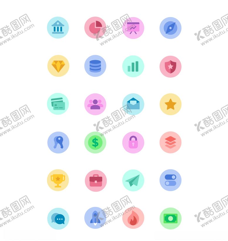 编号：32340503272208102138【酷图网】源文件下载-多彩扁平金融常用app图标
