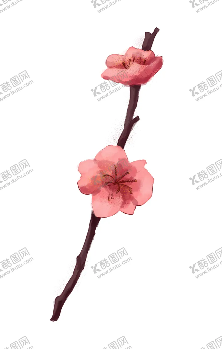 编号：44242902141608178733【酷图网】源文件下载- 手绘粉色桃花免扣素材图片