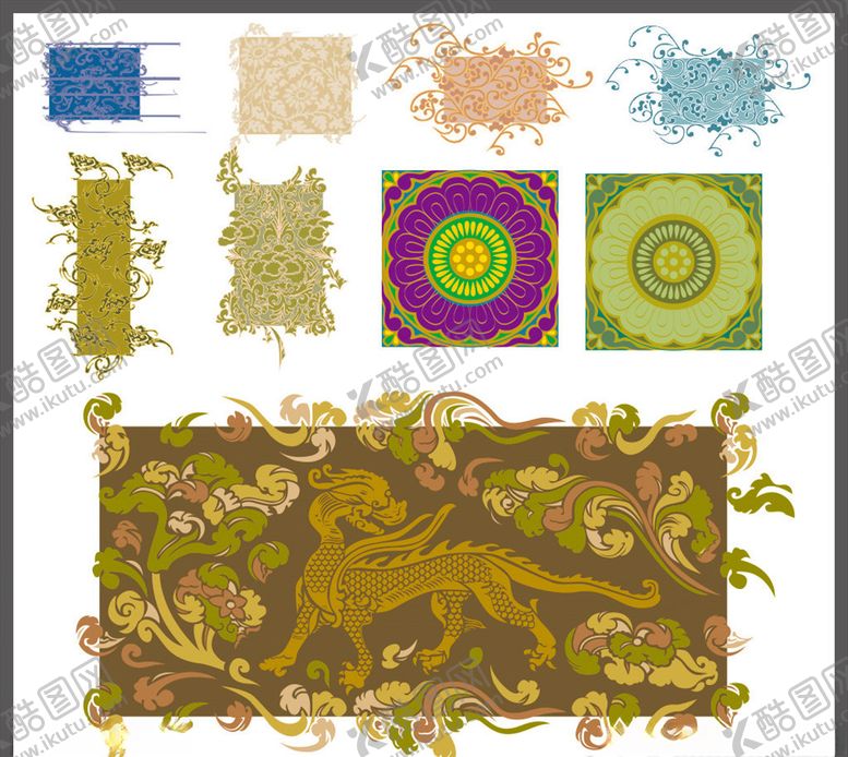 编号：67356209291037386939【酷图网】源文件下载-龙纹仿古花纹龙图案