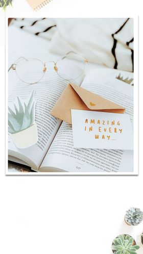 翻开书本邂逅纸飞机与绿植