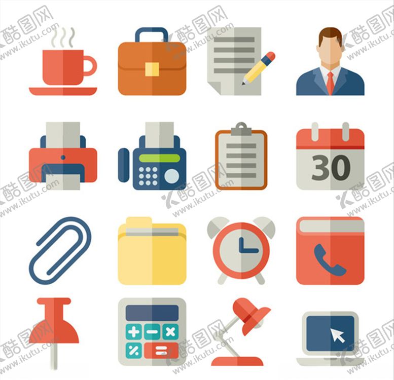 编号：79428510130300289253【酷图网】源文件下载-矢量商务办公图标