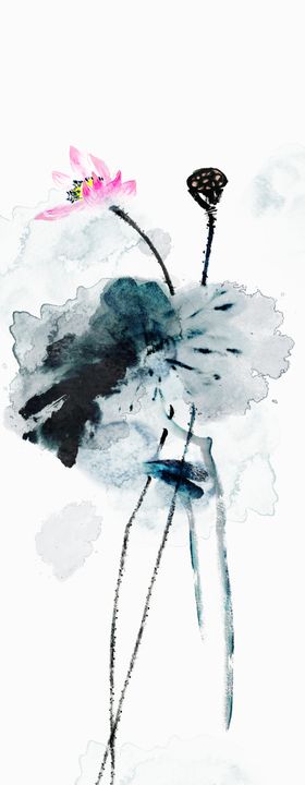 水墨荷花装饰画