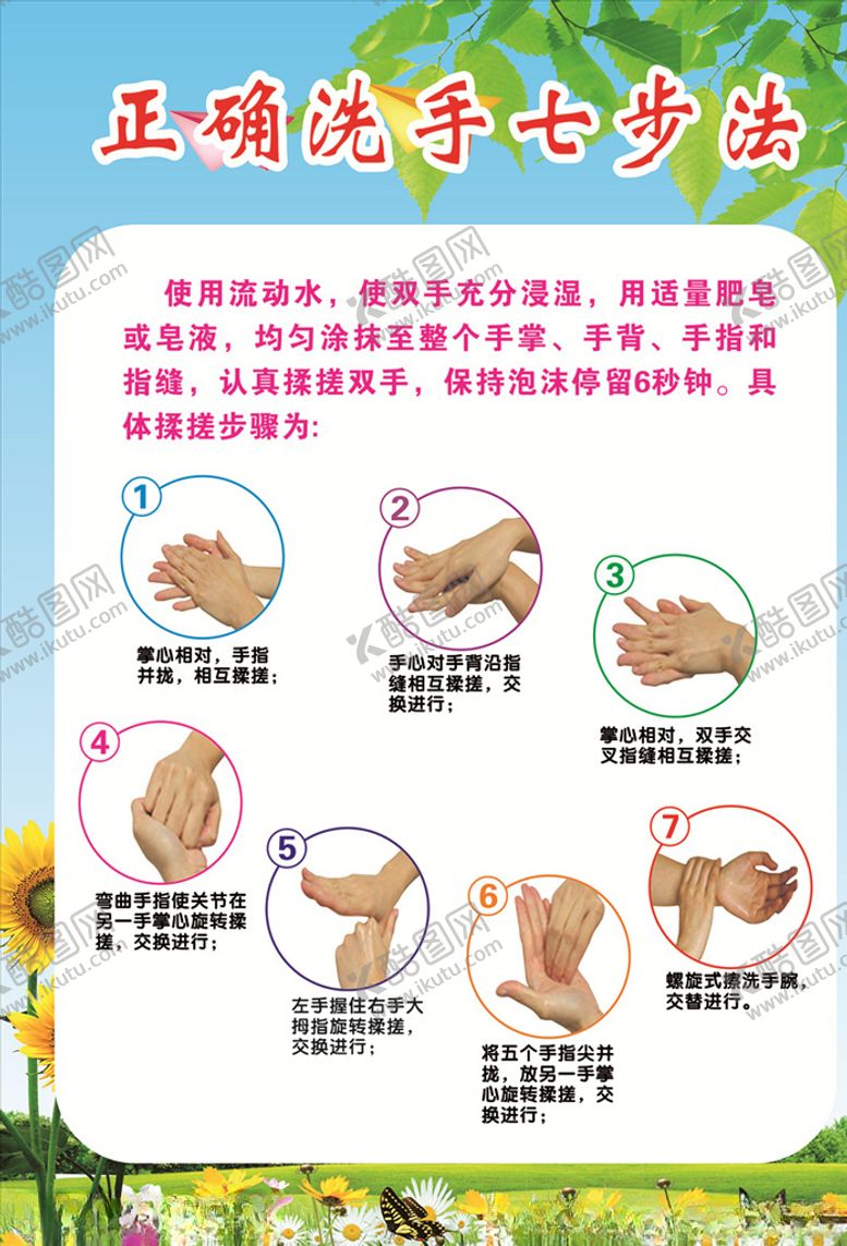 编号：92250310282300426544【酷图网】源文件下载-正确洗手七步法