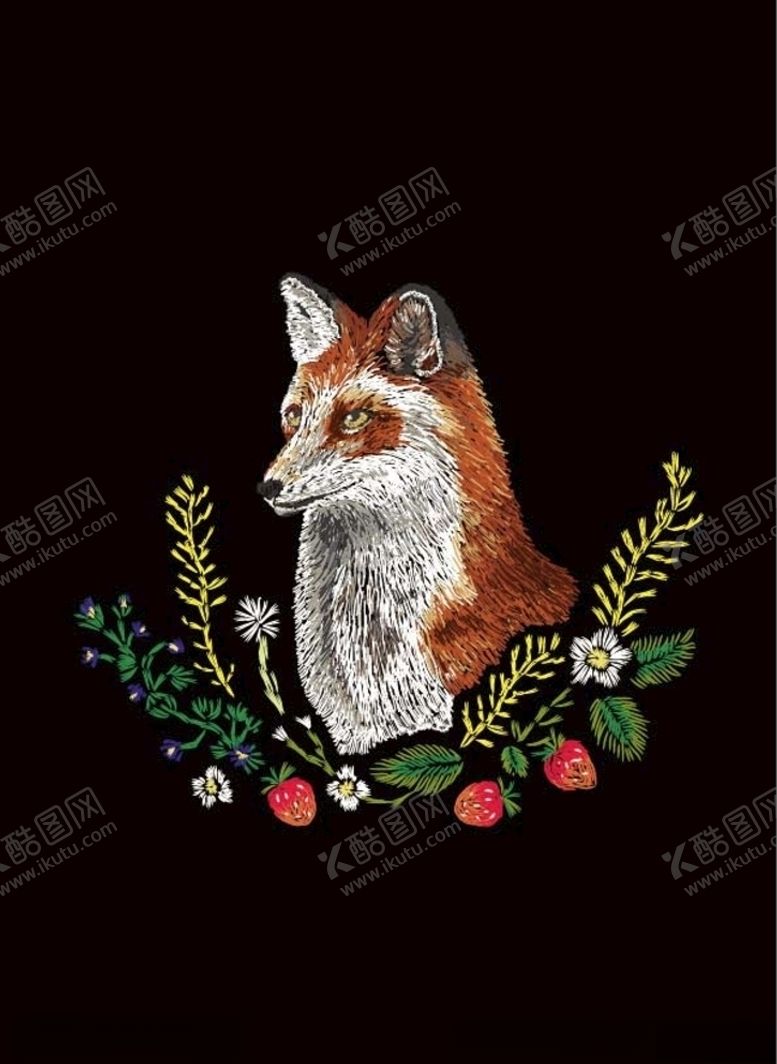编号：81057507041309175343【酷图网】源文件下载-刺绣效果服装图案动物