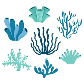 珊瑚卡通海底生物插图