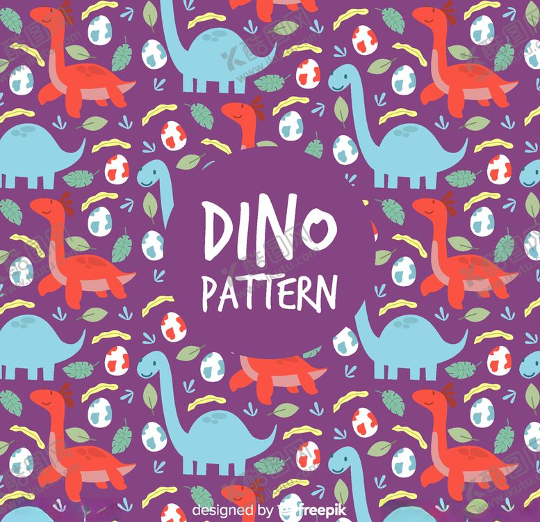 编号：34230110081051196345【酷图网】源文件下载-彩色恐龙和恐龙蛋无缝背景