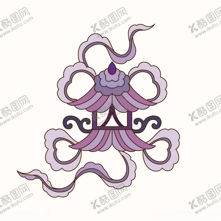 编号：52464404061729506460【酷图网】源文件下载-中式紫色祥云宝塔图案