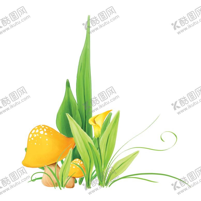 编号：72117906161748528839【酷图网】源文件下载-绿色植物，蘑菇小草装饰