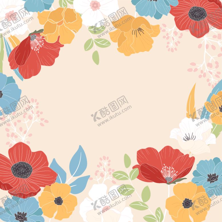 编号：92440712111037193105【酷图网】源文件下载-手绘花朵边框背景