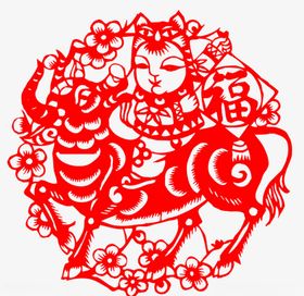 矢量剪纸牛素材