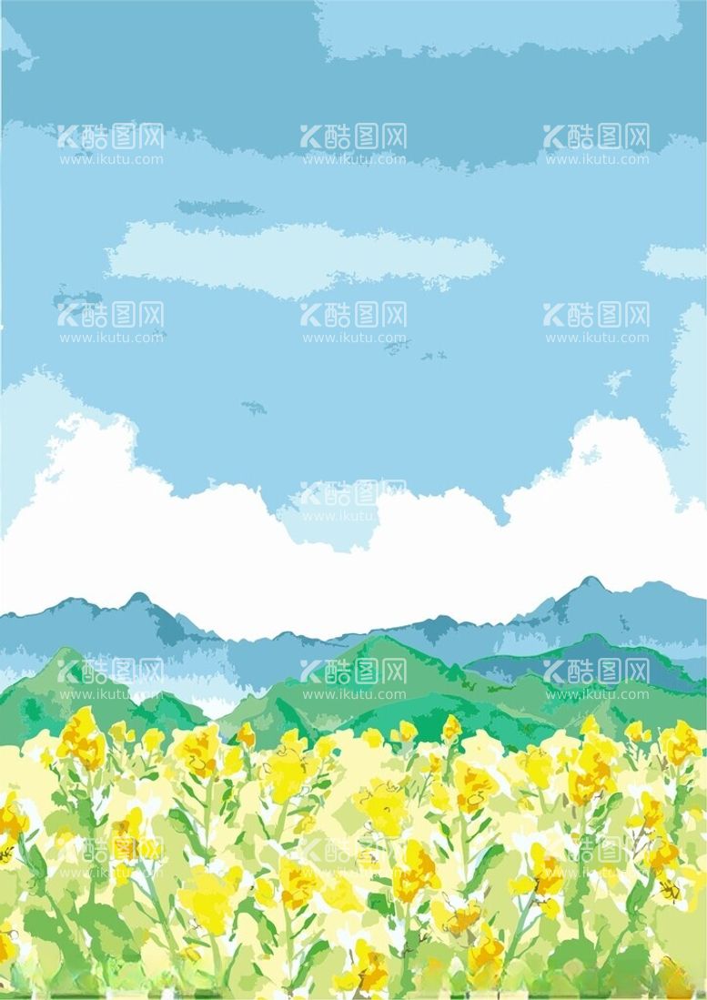 编号：83205212021940027291【酷图网】源文件下载-田园油菜花水彩画