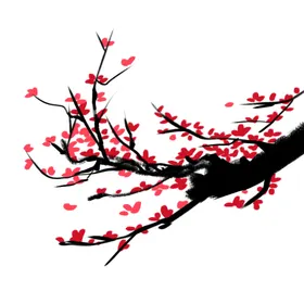 水墨梅花红中国风卉背景腊
