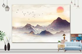 风景画水墨北美油中式山水