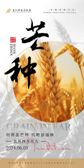 芒种海报版式医美简约