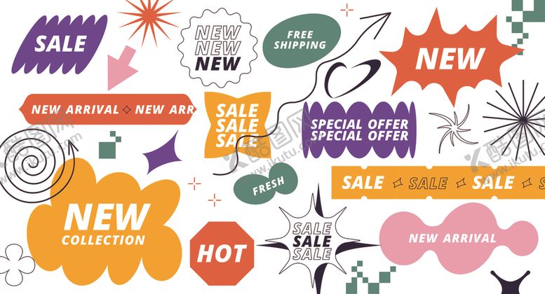 编号：19557804011751371467【酷图网】源文件下载-多彩促销标签集合