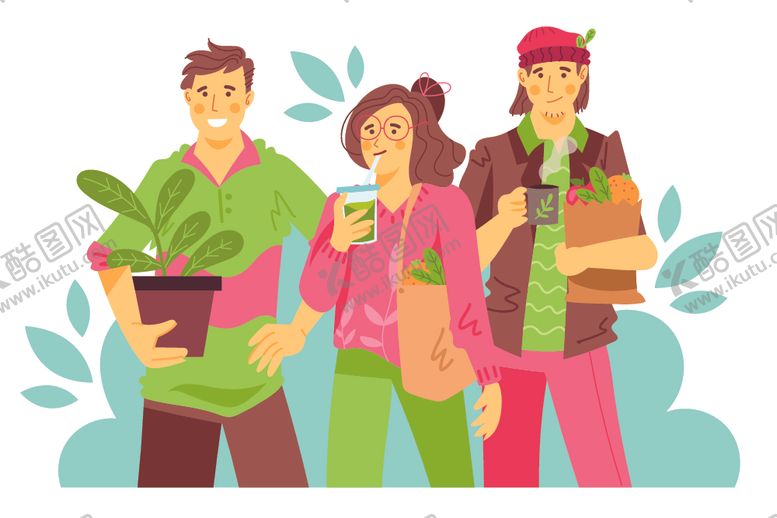 编号：56782509241740194794【酷图网】源文件下载-扁平化风格青春年轻人