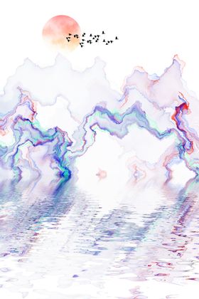 水墨山水玄关装饰画意境山水画