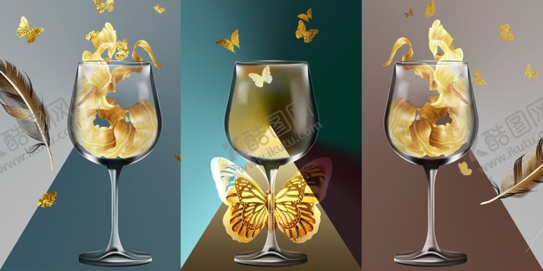 编号：50380509112210453585【酷图网】源文件下载-轻奢酒杯装饰画