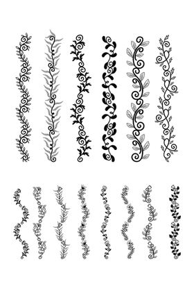 花卉花纹装饰线矢量元素黑白素描