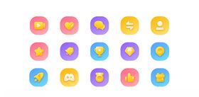 社交金刚区渐变面性卡通矢量ic
