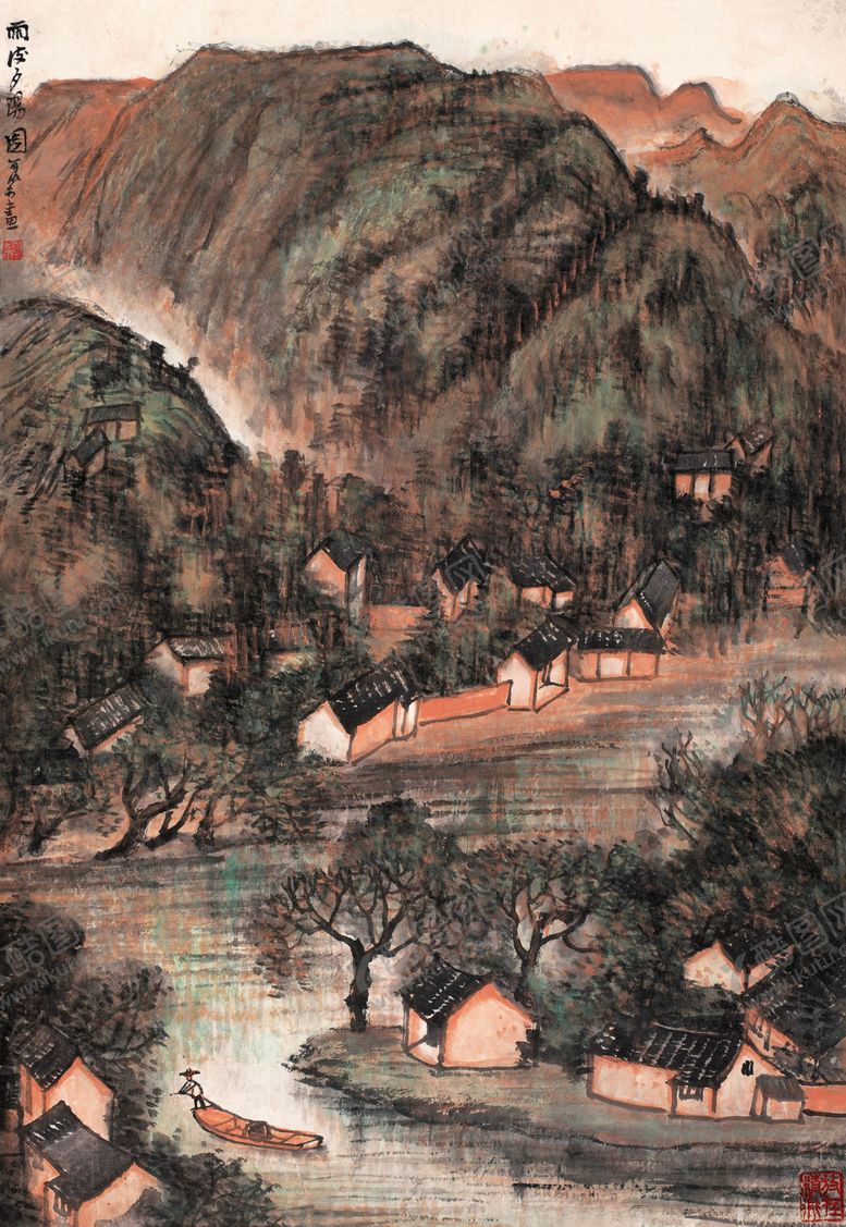 编号：37253409291332174341【酷图网】源文件下载-李可染国画山水画