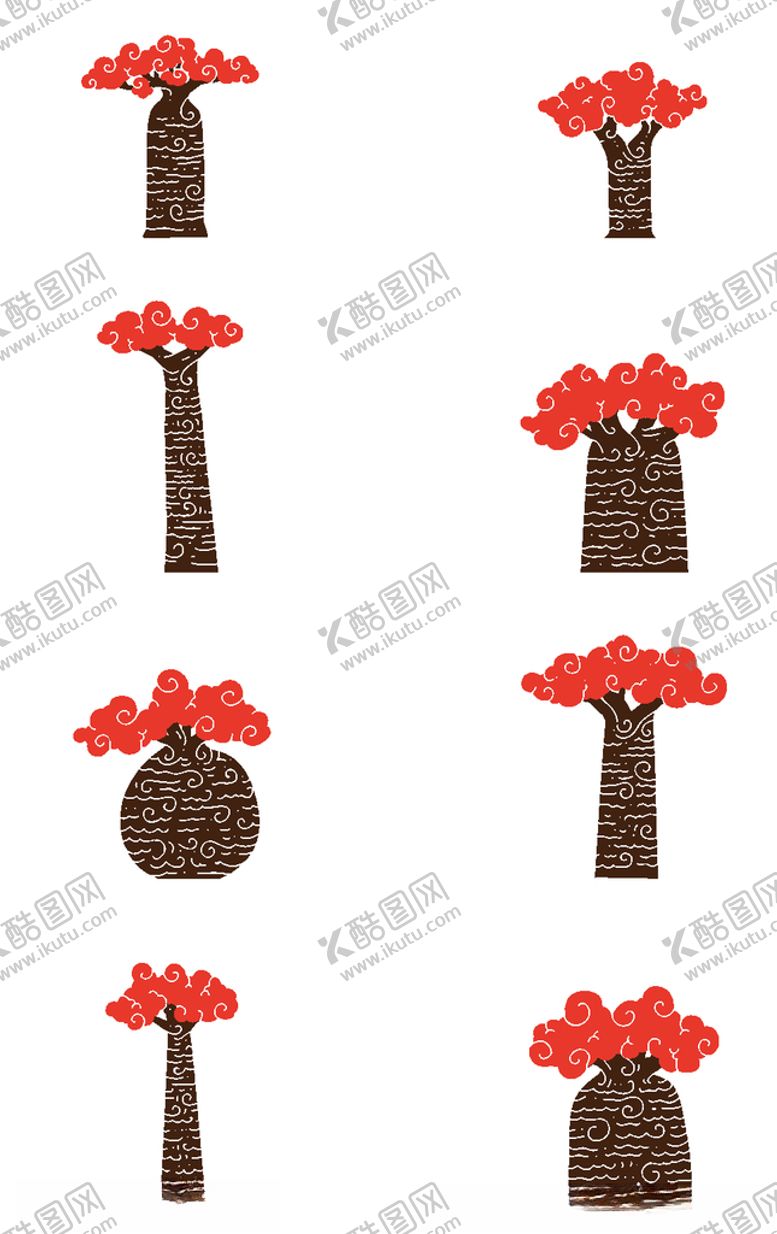 编号：96114307081155221511【酷图网】源文件下载-卡通变形树木图案