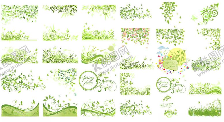 编号：58059204041549194929【酷图网】源文件下载-清新绿色植物边框素材集