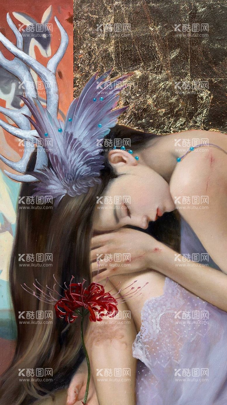 编号：29950311280453058409【酷图网】源文件下载-艺术画 少女 油画 美术作品 