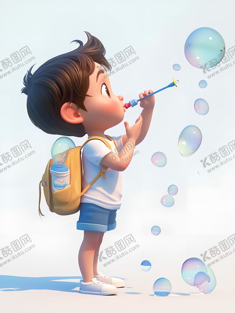编号：66973802102156298355【酷图网】源文件下载-玩耍卡通泡泡人物卡通素材