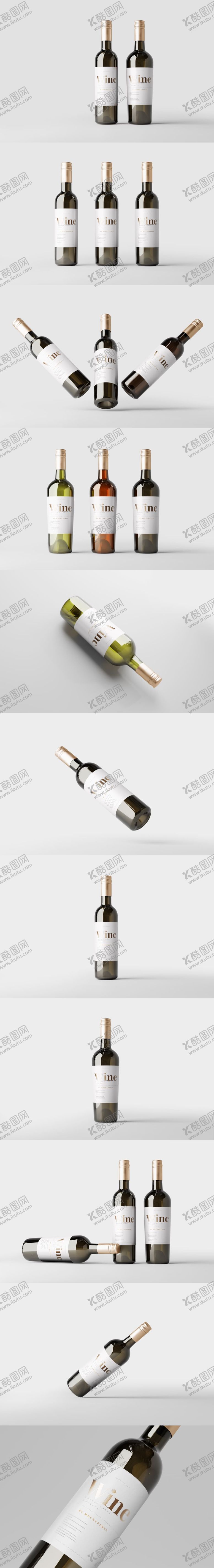 编号：54508602240217464178【酷图网】源文件下载-葡萄酒瓶模型贴图样机