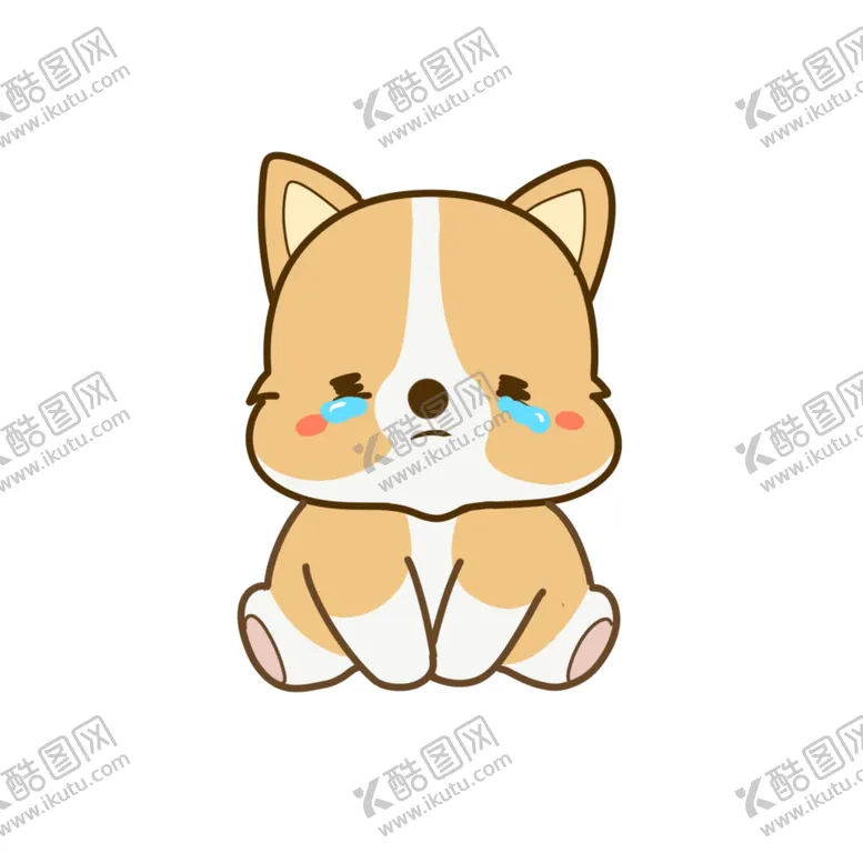 编号：83804304250625095137【酷图网】源文件下载-哭泣的柯基狗狗插画