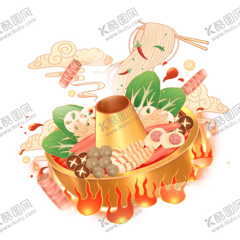编号：57155601182338225974【酷图网】源文件下载-火锅冒菜插画