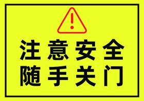 黄色随手关门提示牌设计