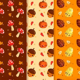 秋季元素手绘插画集合