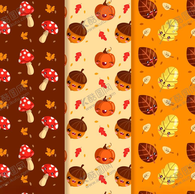 编号：89716211181620303046【酷图网】源文件下载-秋季元素无缝图案集合