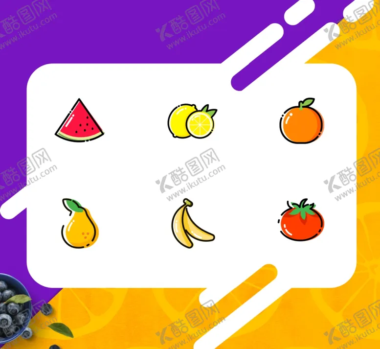 编号：84448703211207371454【酷图网】源文件下载-对比色ui水果图标矢量文件