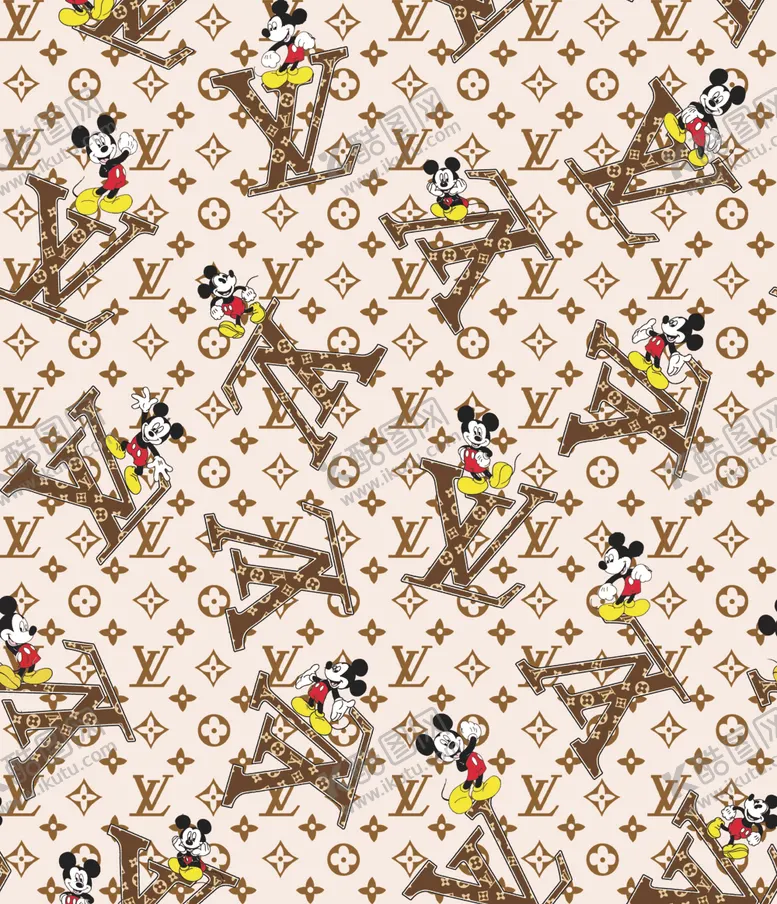 编号：34705209120940458682【酷图网】源文件下载-米老鼠大牌LV字母卡通米奇印花