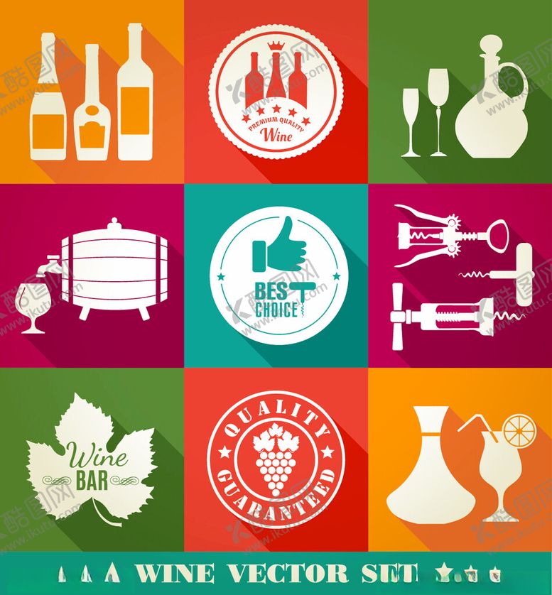 编号：23619411022002193723【酷图网】源文件下载-葡萄酒图标集合