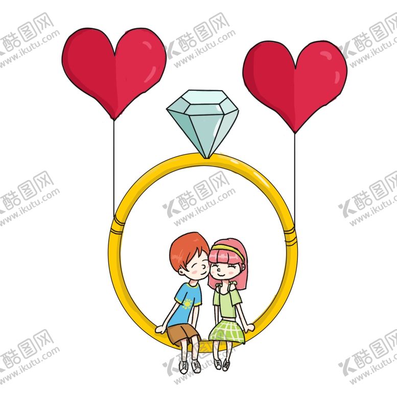 编号：81674309171134488481【酷图网】源文件下载-七夕情人节钻戒插画节日元素