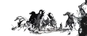 马骑士水墨素材匹图片素材